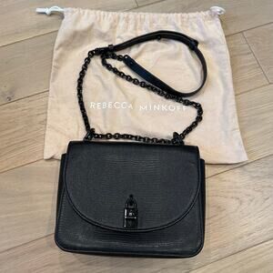 Rebecca Minkoff Love Too Black Chain Leather Crossbody Shoulder Bag Purse